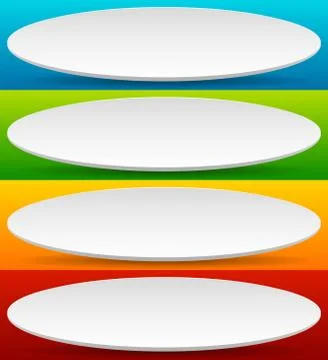 Badge, button, banner set in 4 bright color with slight 3d effect Illustrazione stock