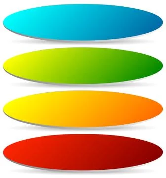 Badge, button, banner set in 4 bright color with slight 3d effect Illustrazione stock