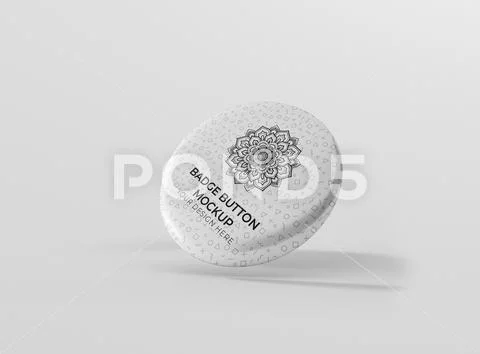 Badge button front back frontview PSD Template