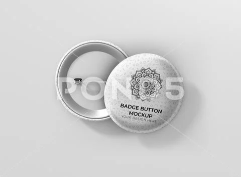 Badge button front back top PSD Template