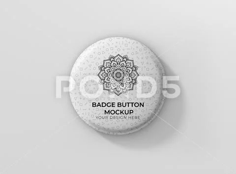 Badge button front top PSD Template