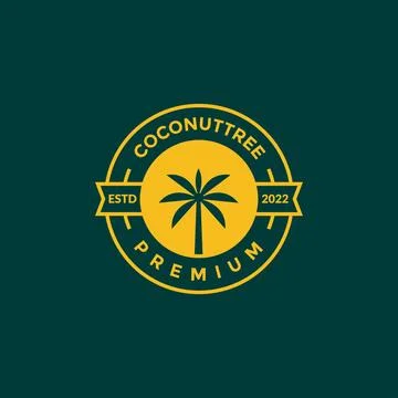 Badge with coconut tree logo design Stock-Illustration