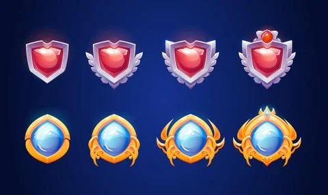 Badge with diamond for game ui level rank. Illustrazione stock