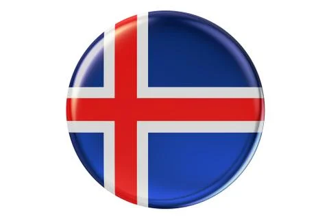 Badge with flag of Iceland, 3D rendering Stock Illustration