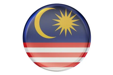 Badge with flag of Malaysia, 3D rendering Stock Illustration