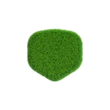 Badge from grass.3D rendering illustration. Stock Illustration