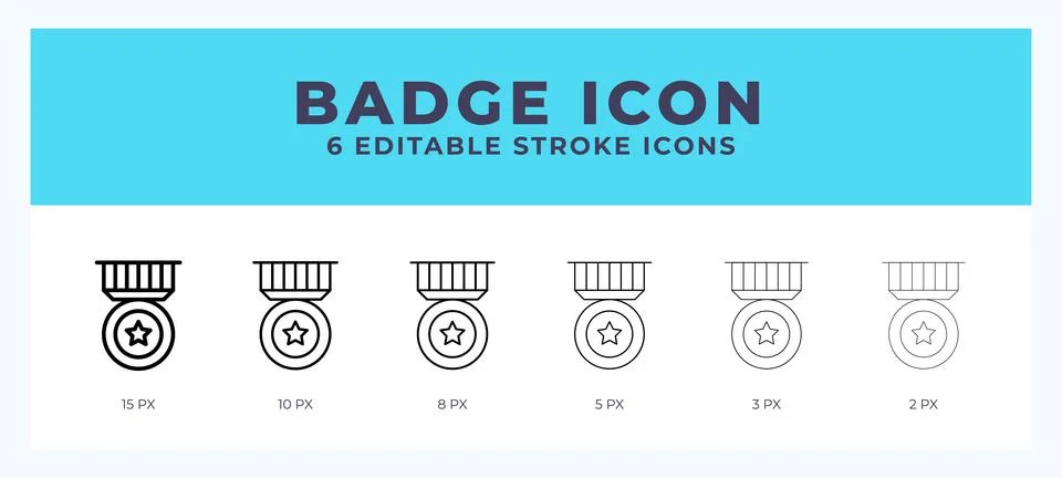 Badge icon with different stroke. Editable stroke. Vector illustration. Stock Illustration