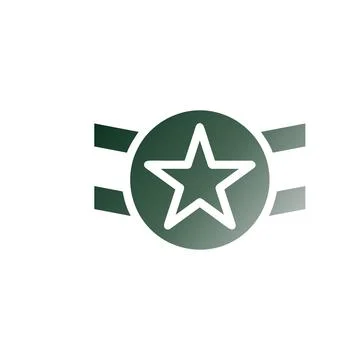 Badge icon solid gradient green white colour military symbol perfect. イラスト素材