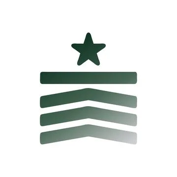 Badge icon solid gradient green white colour military symbol perfect. Illustrazione stock