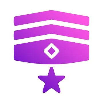 Badge icon solid style gradient purple pink colour military illustration ve.. Stock Illustration