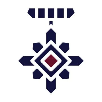 Badge icon solid style maroon navy colour military illustration vector army.. Illustrazione stock