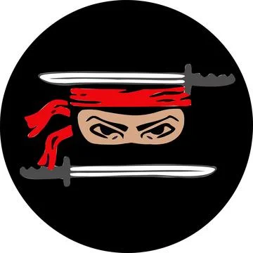 Badge, logo ninja, sword wars, assassin, symbol. Vector Stock Illustration