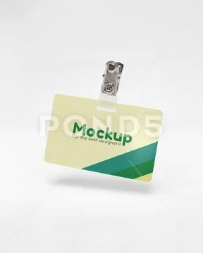 Badge mockup floating on a white background Modello PSD