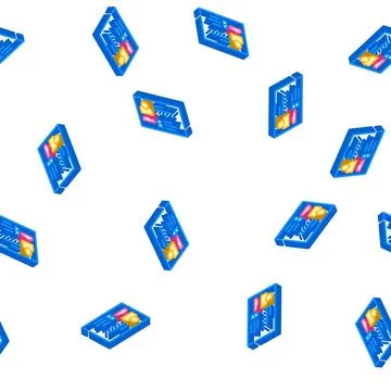 Badge name card isometric icon seamless pattern Stock Illustration