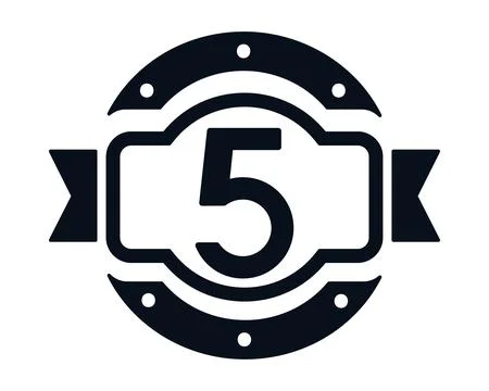 Badge with number five Stock Illustration