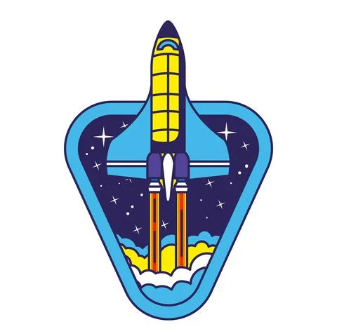 Badge with one rocket in it Stock Illustration