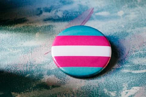 Badge patterned with a transgender pride flag 写真素材