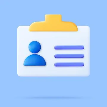 Badge with personal data 3d icon. Illustrazione stock