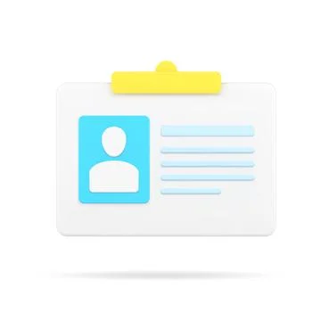Badge with personal data 3d icon. ID card with user photo and information Stock Illustration