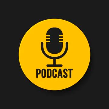 Badge podcast. Vector flat illustrations. Microphone recording studio symbol. 库存插图