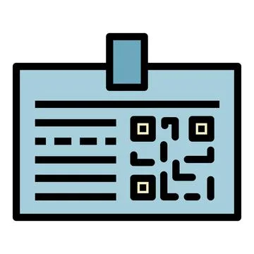 Badge with QR code icon color outline vector 스톡 일러스트
