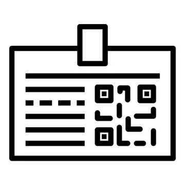 Badge with QR code icon, outline style Stock Illustration