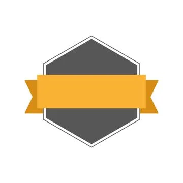 Badge with ribbon, label, flat design element Stock Illustration