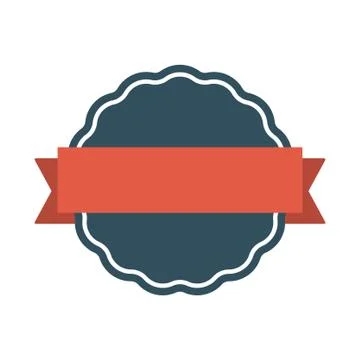 Badge with ribbon, label, flat design element Stock Illustration