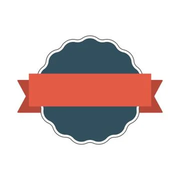 Badge with ribbon, label, flat design element Illustrazione stock