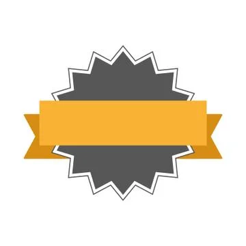Badge with ribbon, label, flat design element Stock Illustration