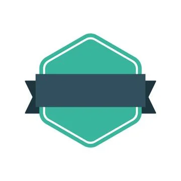 Badge with ribbon, label, flat design element Stock Illustration