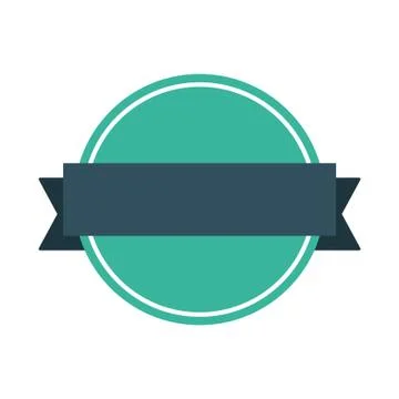 Badge with ribbon, label, flat design element Illustrazione stock