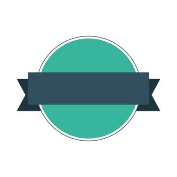 Badge with ribbon, label, flat design element Stock Illustration