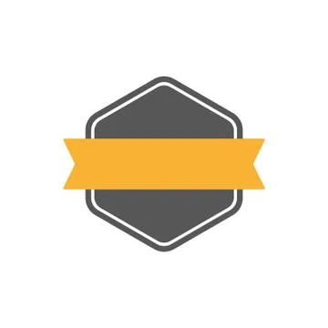 Badge with ribbon, label, flat design element Illustrazione stock