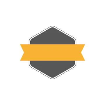 Badge with ribbon, label, flat design element Stock Illustration