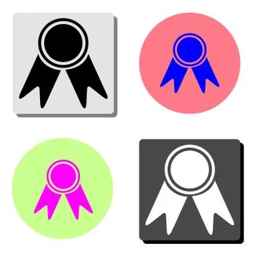 Badge with ribbons. flat vector icon Stock Illustration