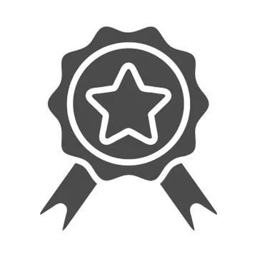 Badge with ribbons glyph icon, e commerce and award, quality sign vector Stock Illustration