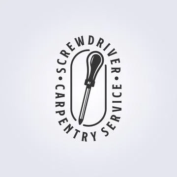 Badge screwdriver logo vector, vintage retro illustration design Stock Illustration