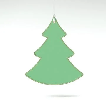 Badge in shape of christmas tree. 3d rendering Illustrazione stock
