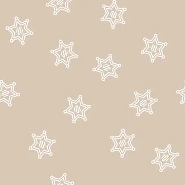 Badge sheriff line seamless pattern Stock Illustration