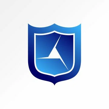 Badge shield triangle fan blade metal circulation rotating blowing protection Stock Illustration