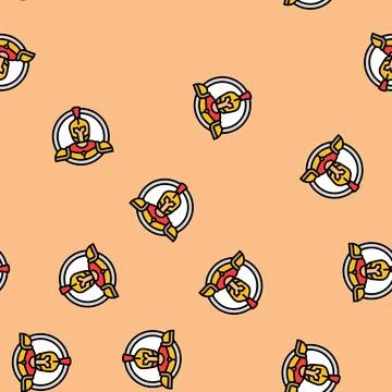 Badge sparta warrior vector seamless pattern Illustrazione stock
