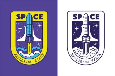 Badge of a two spaceship Illustrazione stock