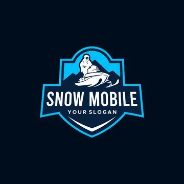 Badge vintage SNOW MOBILE mountain ski Logo design Stock Illustration