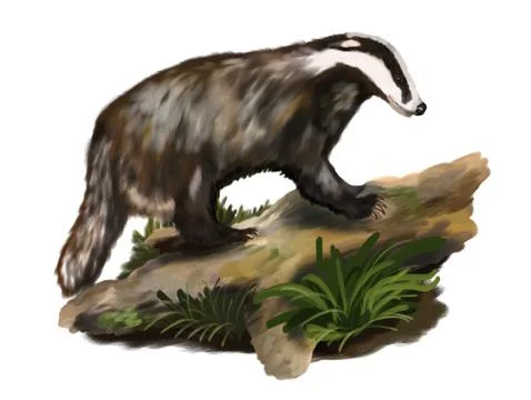Badger on the trunk Stock-Illustration
