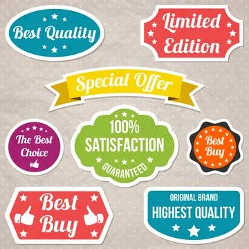Badges and ribbons vector collection Stock Illustration