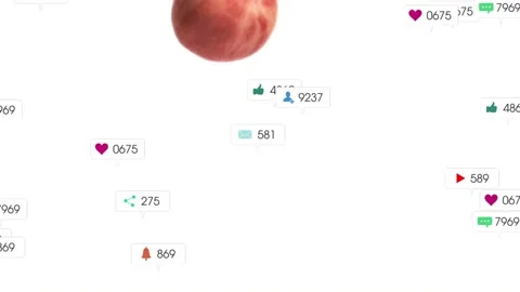 Badges appearing and spreading, apple entering and descending, badges grouping Stock Footage 323269268