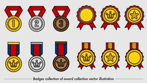 Badges collection of award collection vector illustration-1 Illustrazione stock