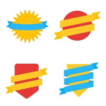 Badges in flat style. Vector set of colorful labels 스톡 일러스트