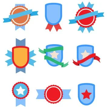 Badges flat vintage set vector Stock Illustration